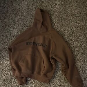 Essentials Brown Pullover Hoodie with Front Logo